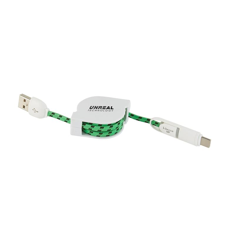 3-in-1 Retractable Fabric Charge-It&trade; Cable