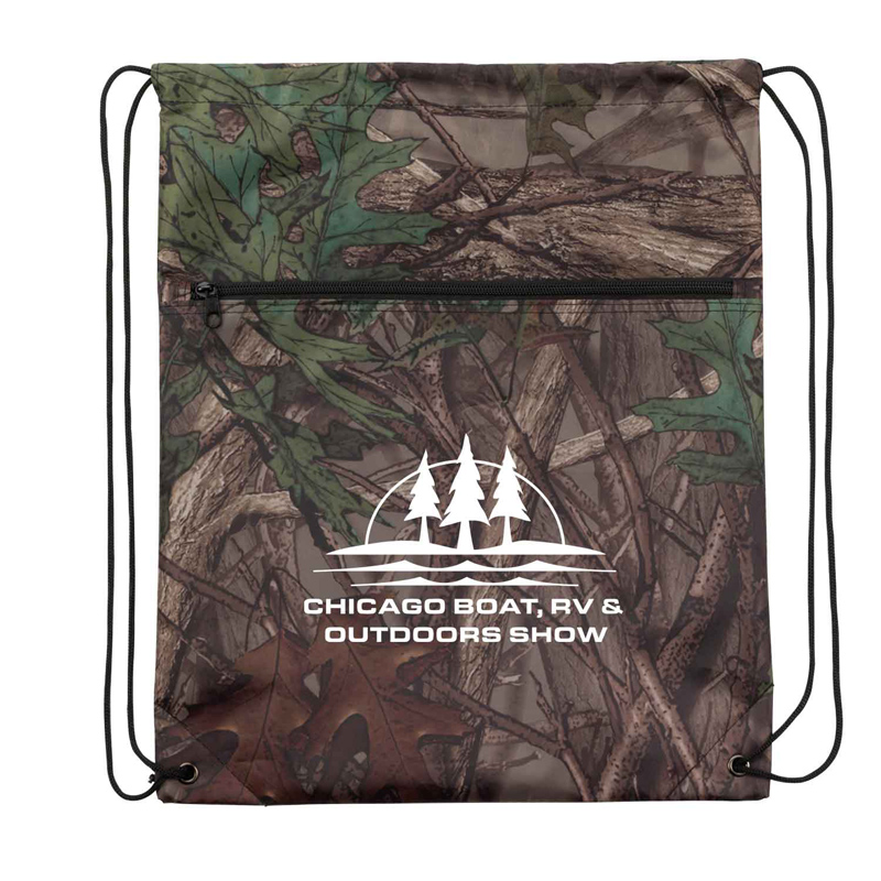 Outdoor Camo Drawstring Backpack w/ Zipper